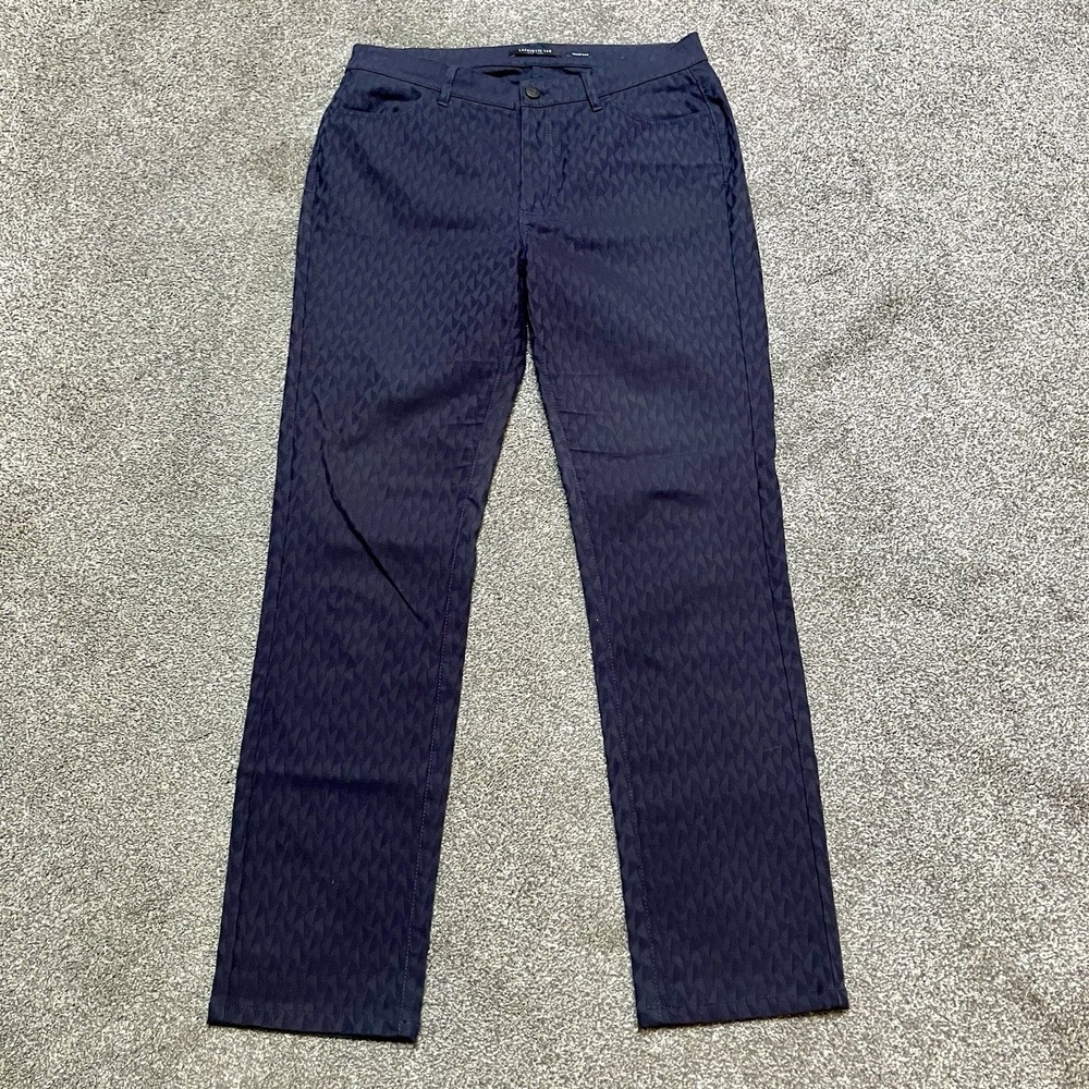 Lafayette 148 NY Women's Size 6 ? Cotton Flat Front Pants Navy Textured